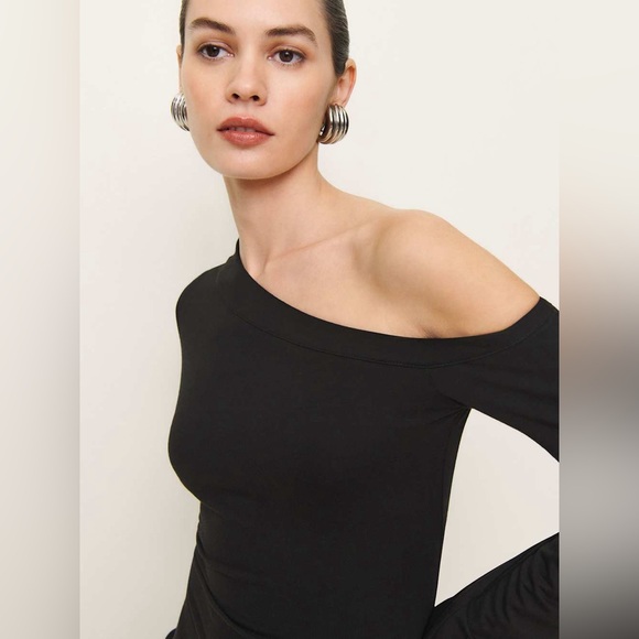 Reformation Willow Knit Soft Jersey Off The Shoulder Mini Dress Size XL Stretch - Picture 5 of 11